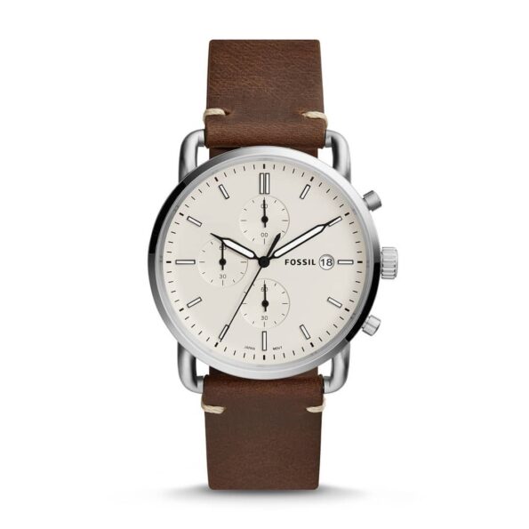 Fossil mens watch FS5402 Commuter Quartz Leather Chronograph